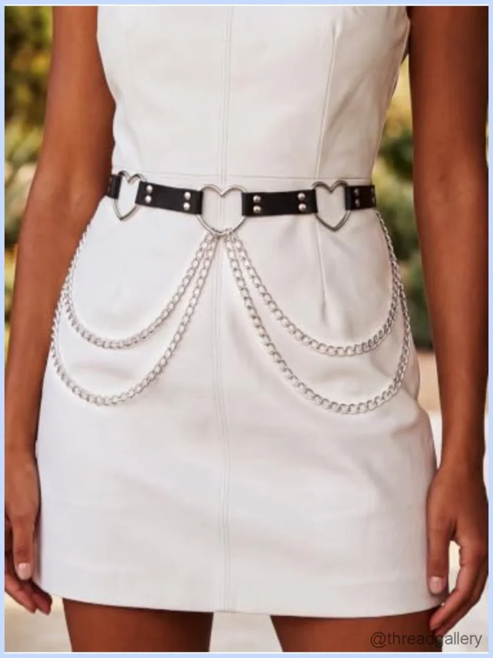 Leather & Alloy Gothic Waist Chain Belt with Heart Metal Hardware for Women